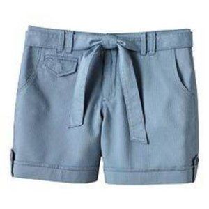 Womens Shorts Gloria Vanderbilt Blue sz 8 Cuffed Hems Belted Midrise Classic